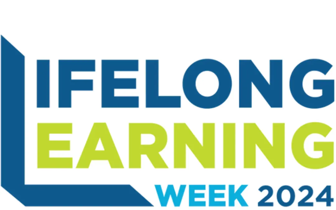 Modro-zeleni napis logo LIFELONG LEARNING WEEK 2024